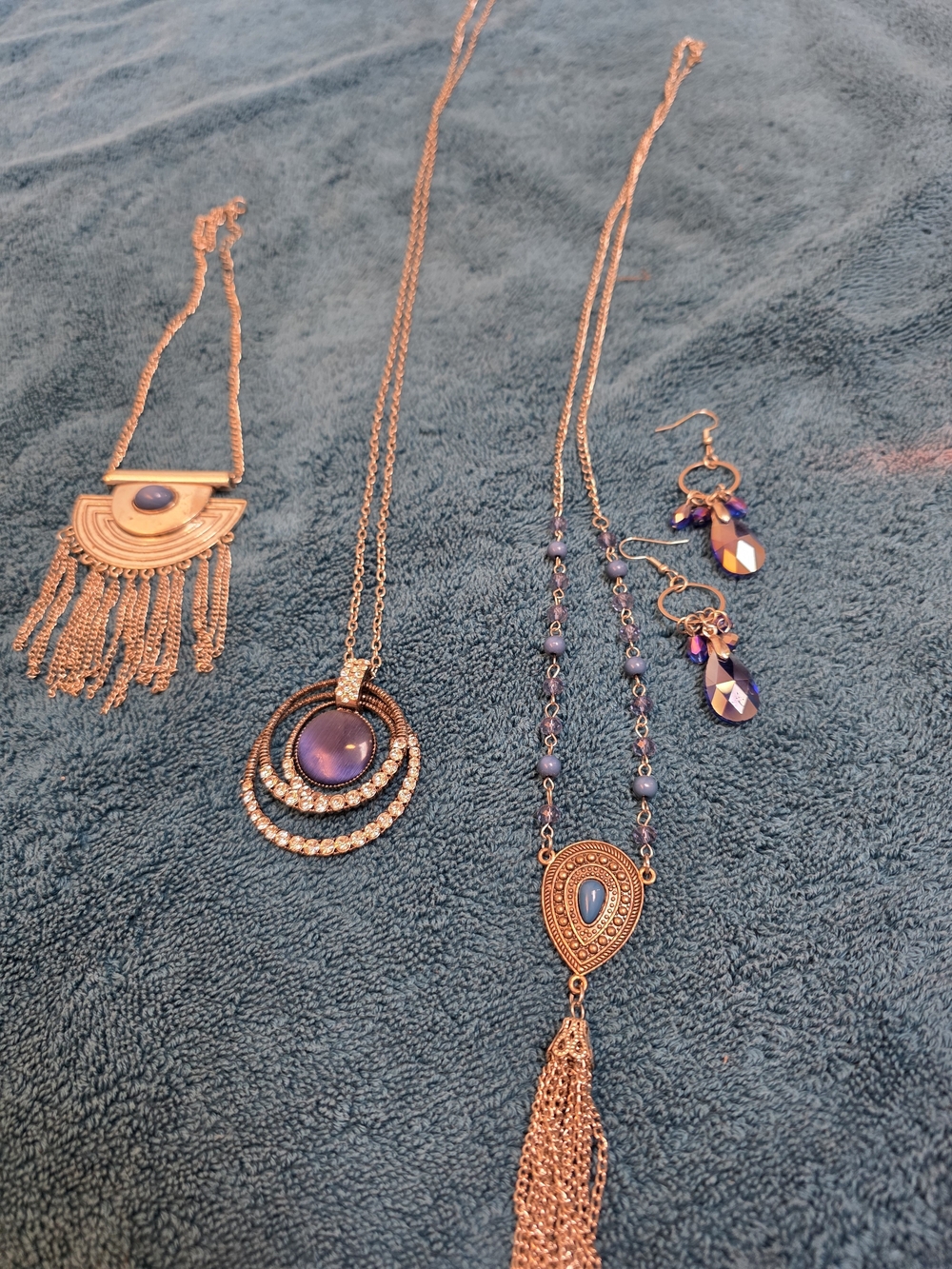 Women’s Blue Statement Necklace and Earring Set